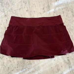 Burgundy Lululemon Pace Rival Skirt